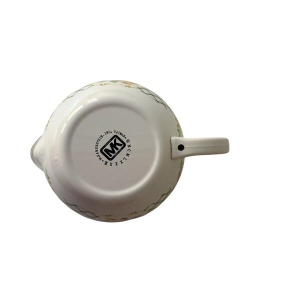 M. Kamenstein 8 Cup Metal Mixing Measuring Bowl Trellis Rose Design Cottage Vtg - Picture 7 of 11